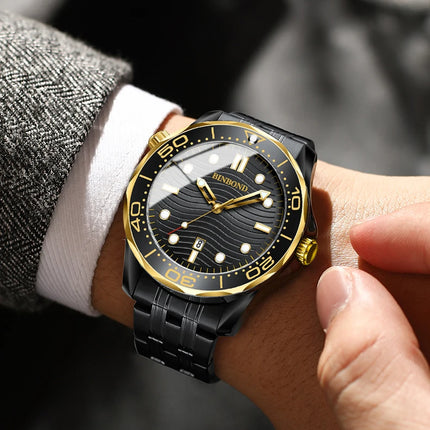 BINBOND Top Brand Casual Fashion Ultra-thin Seahorse Series Quartz Men's Watches 30M Waterproof Luminous Sports Men's Watches