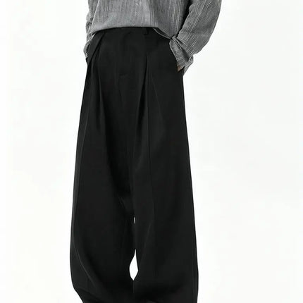 Streetwear Wide leg Casual Pants Men Harajuku Curved Suit Pants Black Flared Long Trousers High-quality Breand Oversize Baggy