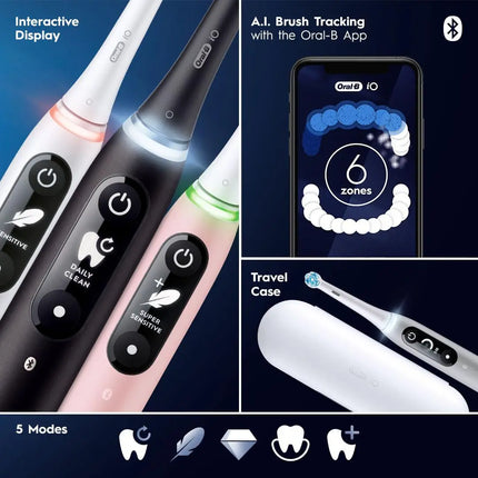 Oral-B Io7 Deep Clean + Protect Rechargeable Electric Toothbrush with Brush Refills and Charging Base