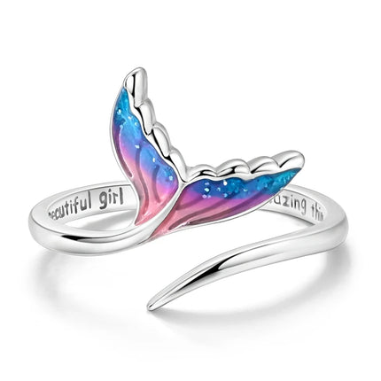 Adjustable Rings 925 Sterling Silver Mermaid Wing Dragon Sunflower Tulip Open Rings For Women Female Original Engagement Jewelry