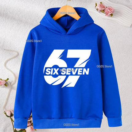 Autumn Winter Six Seven Cool Concise Print Kid Hoodies Fashion Boys Girls Long Sleeved Hooded Casual Warmer Children's Pullovers