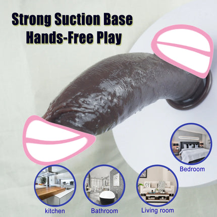 Black Realistic Dildo with Strong Suction Cup Large Penis Liquid Silicone Sex Toy for Women Men Adults Pleasure