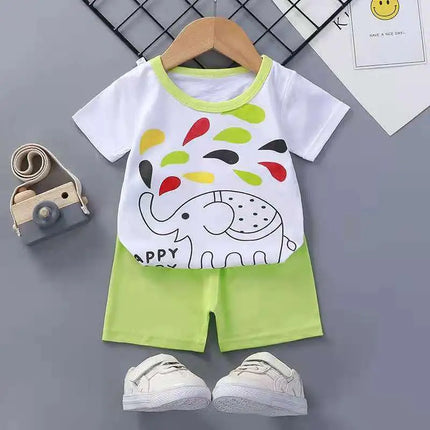 Boutique Clothing New Children's Short-sleeved Shorts Suit Summer Baby Boys Girls T-shirt Two-piece Set 0-1-2-3-4 Years Old