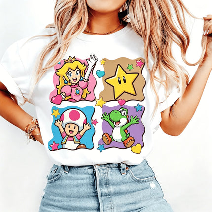 Super Mario Shirt The Super Mario Bros Movie Mario Trip Tshirt 2026 Summer New Men's Women Y2K Hip-hop Cotton Oversized T-shirt
