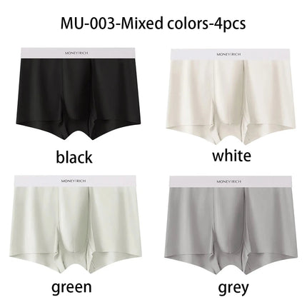 Men's 4-Pack Moisture-Wicking Quick-Drying Seamless Antibacterial Boxer Briefs High Elasticity Non-Slip Sports Underwear