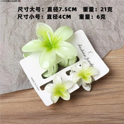 3Pc Sweet Colorful Plumeria Flower Shark Clips Hair Claw Bohemian Ponytail Clip Plastic Hairpin Barrette Summer Hair Accessories