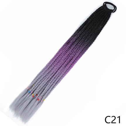 AZQUEEN Synthetic Gradient Color Dirty Braided Ponytail 60CM Elastic Rubber Band Braiding Pony Tail Hair Extensions For Girls