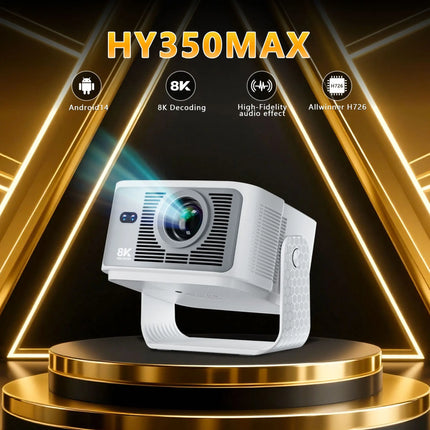 HY350MAX Android 14 Projector 8K Support Smart Home Cinema WiFi6 BT5.0 Portable Mini DLP 4K Video Beamer