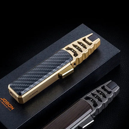 JOBON Metal Outdoor Windproof Turbine Torch Strong Fire Power Blue Flame Straight Butane Gas Lighter Gas Kitchen BBQ Welding
