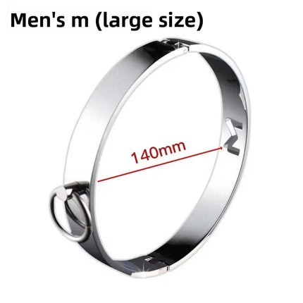 Stainless Steel BDSM Neck Collar with Leash Ring Adjustable Metal Slave Choker for Bondage Role Play Adult Toy for Women and Men