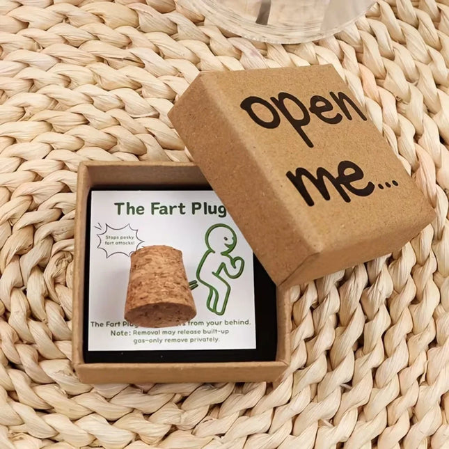 Open Me Fart Plug Gift Box with Card Cartoon Prank Bottle Cork Simple Novelty Prank Dumbbell Gift Box