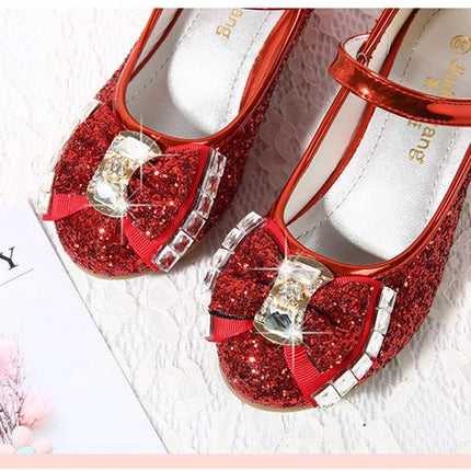 10 Colors Children Princess Sandals Kids Girls Wedding Shoes High Heels Dress Shoes Bowtie Gold Pink Blue Silver Shoes For Girls