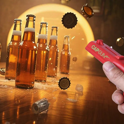 Bottle Opener with Cap Launcher,Funny Shooting Gun for Parties BBQ, Tailgates Unique Beer Cap Shooter Gadget for Men Cool Gifts