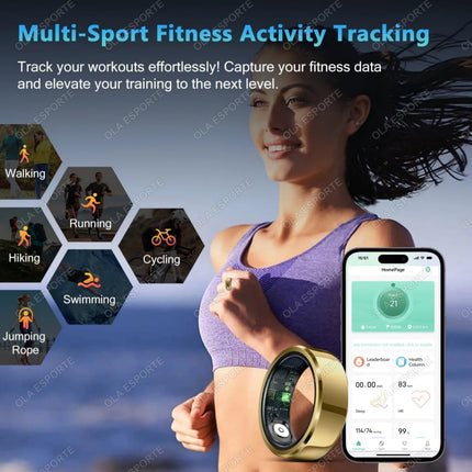2026 Smart Ring Blood Pressure Heart Rate Sleep Monitoring Smartring IP68 & 5ATM Waterproof Multi-sport Mode Smartring Man Women