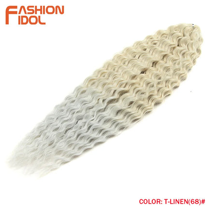FASHION IDOL 22 Inch 300g 3PCS Ariel Curl Hair Water Wave Twist Crochet Hair Synthetic Ombre Brown Fiber Braiding Hair Extension