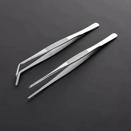 2pcs Professional Stainless Steel Kitchen Tweezers - Cooking Clamps For Electroplating, Seafood, Grilling, Precision Cooking