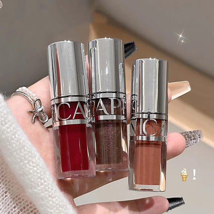 Cappuvini Peach Jelly Water Light Glass Gloss Lip Gloss Lasting Non-stick Waterproof Lip Plumping Moisturizing Lipgloss Makeup