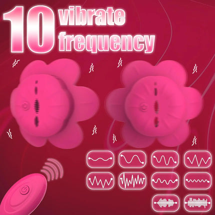 Rose Nipple Clamps Vibrator Female Wearable Adjustable Remote Control Nipples Stimulator BDSM Sex Pleasure Adult Toys for Women