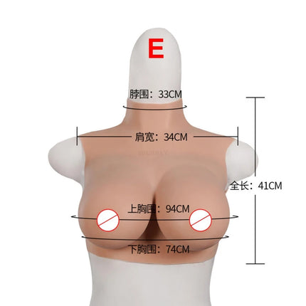 Artificial Silicone Fake Breast Boobs Forms Crossdresser for Female Women Crossdressing Cosplay Real Feeling Soft Neck Big Cup