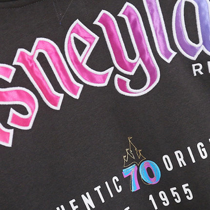 Disneyland 70th Anniversary Castle Mickey Mouse Cartoon Print Embroidery Fleece Sweatshirt Women Hooded Zipper VELOUR Jumper Top