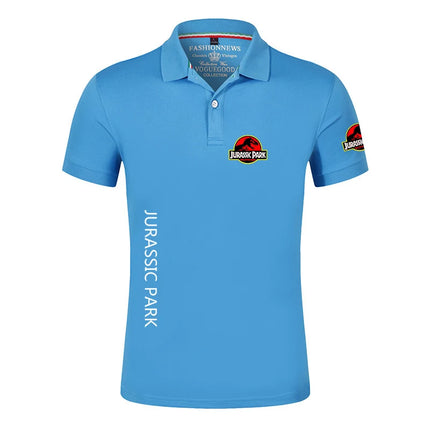 Jurassic Park Summer Casual Sports Ice Silk Quick-drying Breathable Lapel Collar Short-sleeved Solid Color Polo Shirt