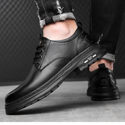 Men's Casual Leather Shoes Designer Trendy All-match Platform Shoes  Men's Business Breathable Leather Shoes shoe