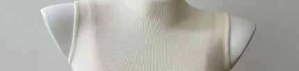 Korean Sle Knitted Vest Women's Base Layer Tank Top Svel f High Collar Spring Autumn Winter Inner And Outer Wear