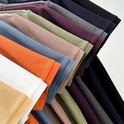 Men's 100% Cotton Polo Shirt -2024 Summer Fashion Casual Short Sleeve, Breathable Lapel Tee,10 Colors, Ideal for Golf and Sports