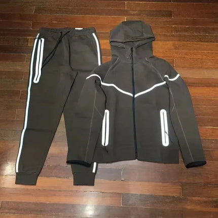 Men Knit Zip Hoodie Pants Set Sports - Windproof Cotton Casual / Ensemble Homme Hoodie Zip Pantalon - Coupe-Vent Coton