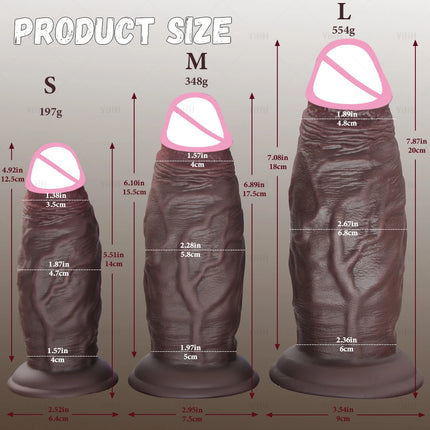 Realistic Dark Anal Dildos Thick Penis Butt Plug Soft Dildo Vaginal Masturbation Suction Cup Dick Anal Sex Toys for Women Men