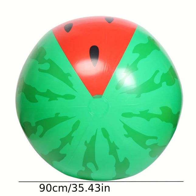 1pc Summer Beach Ball PVC Watermelon Ball, Inflatable, Thickened Giant, Red, 90cm, for Beach Party, Outdoor Sport, Swimming Play