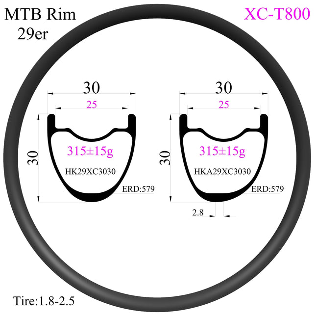 310g T800 Super light 29er Carbon Rims 30mm width 30mm high MTB rims Hookless Tubeless XC carbon mtb rims fast ship