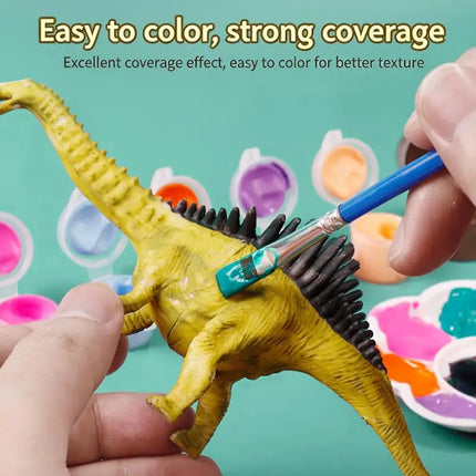 SU 1Set Children Educational Handmade Painting Colorful Dinosaur Toys DIY Painted Graffiti Dinosaur White Embryo Animals Model