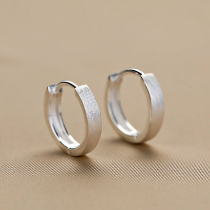 Plain loop Ear Buckle New Fashion Simple Brushed Hoop Earrings For Women Stainless Steel Earrings  boucles d'oreilles perle