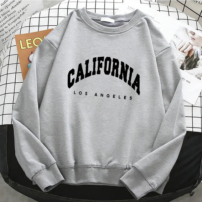 Trendy California Los Angeles  Womens Hoodies Fashion Fleece Sweatshirt Soft 90s O-Neck Pullover Casual Female Clothes