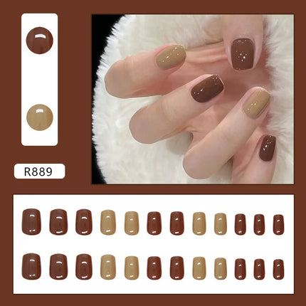 Thousands Stars 24 Pcs Press on Nails Pink Nail Polish Glossy Artificial Finger Manicure Reusable False Nails for Women