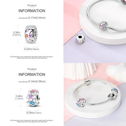 Lucky Clover Clip Charms 925 Sterling Silver Original Black Cat Stopper Clamp Silicone Spacer Charm For DIY Jewelry Bracelet