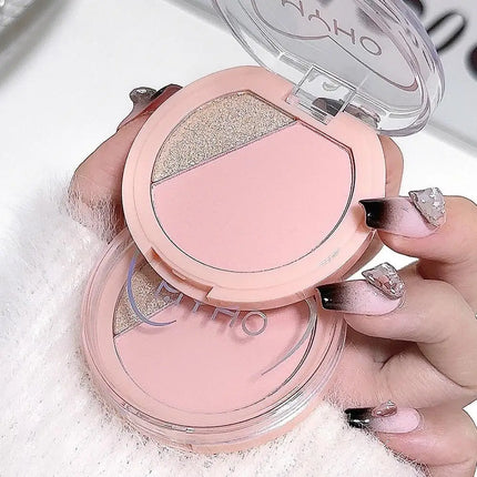 2 Color Blush Matte Shiny Natural Cheek Color Brightening Face Waterproof Facial Contouring Makeup Blusher Powder Rouge Makeup