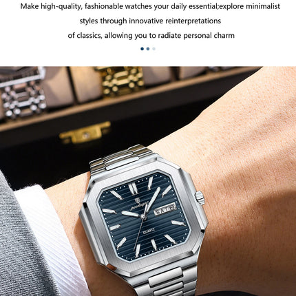 POEDAGAR Business Men's Watch Waterproof Luminous Date Week Classic Watches For Men Stainless Steel Men's Quartz Wristwatch Reloj