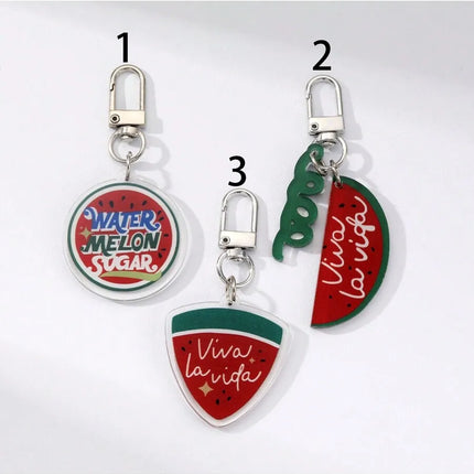 Watermelon Acrylic Keychain With Viva La Vida Design Unisex Pendant Car Bag Decoration Gift