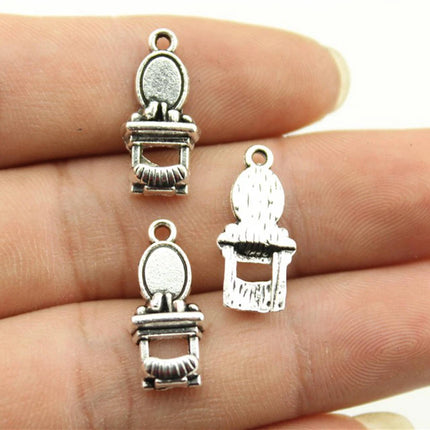 20pcs Antique Silver Color Women'S Daily Necessities Charms Evening Dress Bags High Heel Perfume Lipstick Charms