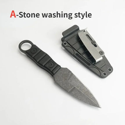 Outdoor small straight knife, high hardness, camping EDC portable knife, multifunctional knife  K sheath