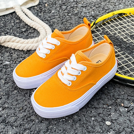 1059-1 Minimalist Style Solid Color Boys and Girls Low Top Children's Canvas Shoes Fluorescent Candy Baby Casual Board Shoes C