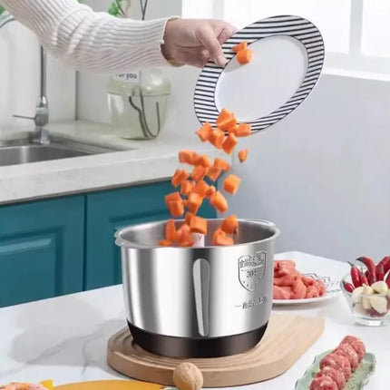 5L EU Standard Stainless Steel Multifunctional Food Crusher Electric Vegetable Meat Grinder Chopper Cutter for Home Kitchen