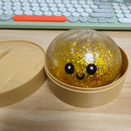 Hot Glitter Dumpling Squishy with Box Dumplings Sensory Squeeze Toy for Stress Relief Fans Gift