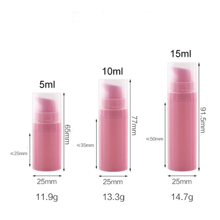 10/20/50/100Pcs 5ml 10ml 15ml Travel Cream Pump Bottle Serum Refillable Bottle PP Airless Foundation Packaging Cosmetic JX50401