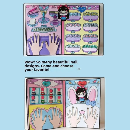 Developmental 3D Nail Shop Quiet Book Creative Homemade DIY Dress Up Puzzle Style Craft Makeup Quiet Book Toddlers