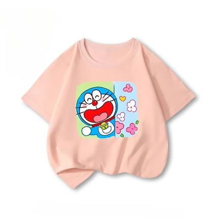 Potdemiel Doraemon Children's Pure Cotton T-Shirt, New Summer Style, Comfortable and Breathable Children's T-Shirt