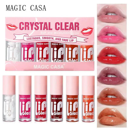 6pcs Set Small Bottle Hydrating Jelly Lip Oil Long Lasting Moisturizing Shimmer Gloss Smooth Care Non Sticky