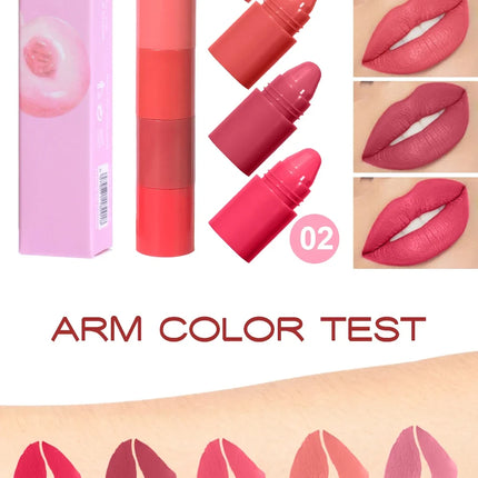 4 in 1 Cute Matte Lipstick Crayon Kit Combo Purple Lip Tint Velvet Sexy Moisturizing Lipstick Pen Waterproof Lasting Lip Makeup